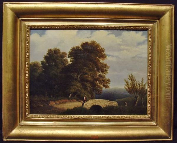 Landschaft Mit Brucke Und Spazierganger Oil Painting by Francois De Joinville