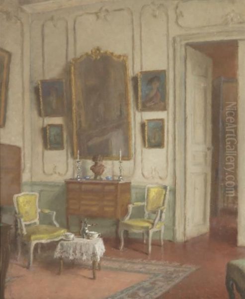 White Parlor Oil Painting by Leonce Joseph V. De Joncieres