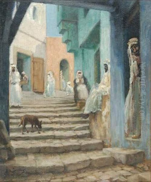 Ruelle Arabe Oil Painting by Leonce Joseph V. De Joncieres