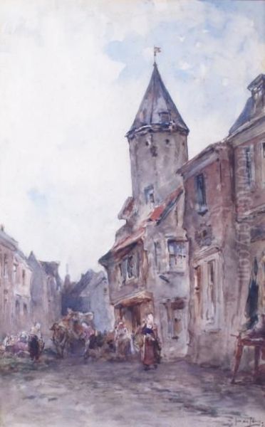 1 Rue De La Vieille Ville Animee Oil Painting by Jan De Jong