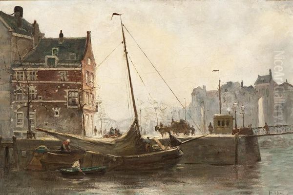 Spaansche Kade, Rotterdam Oil Painting by Jan De Jong