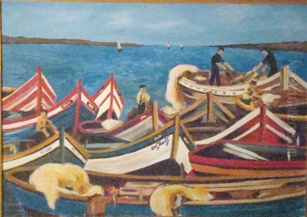 Jeux De Barques Oil Painting by Jean De Jong