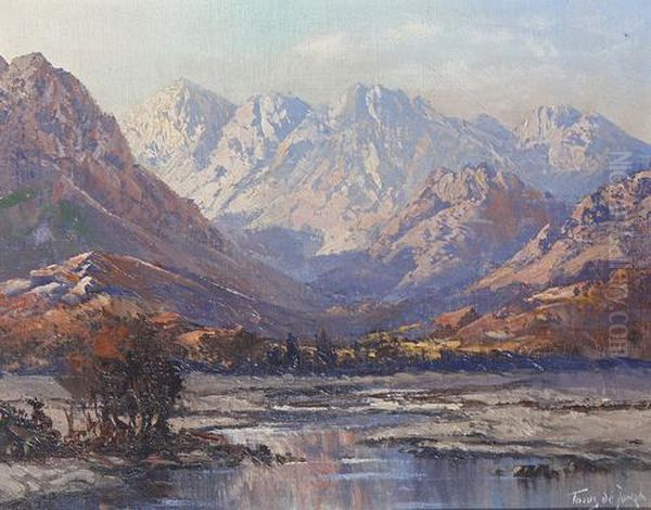 Western Cape Mountains Oil Painting by Tinus De Jong