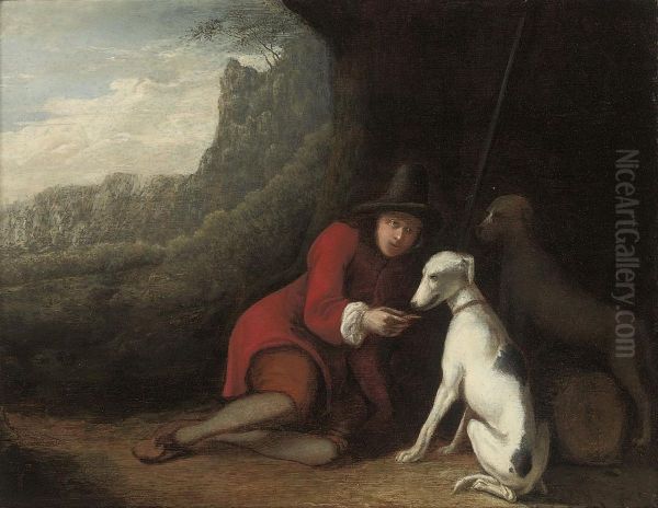 A Shepherd Seated In A Cave Oil Painting by Ludolf de Jongh