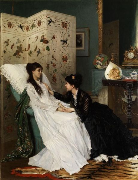 Die Genesung Oil Painting by Gustave Leonhard de Jonghe