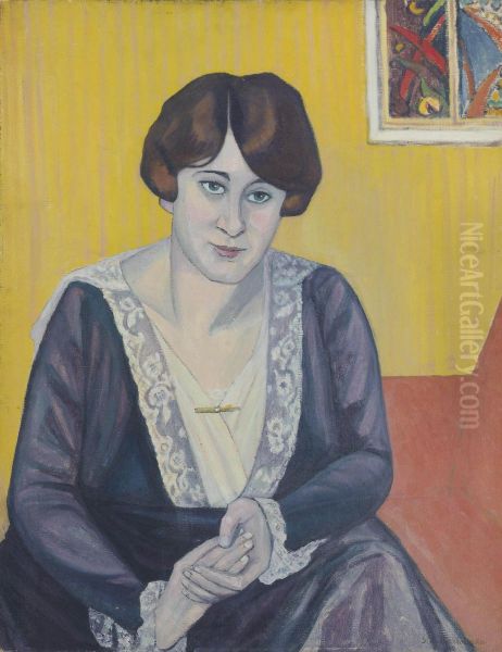 Portrait Of Ina Stewart Oil Painting by Stanislawa De Karlowska