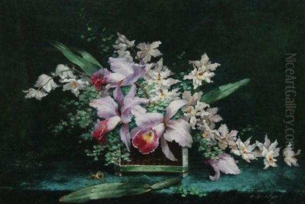 Blumenstilleben Und Goldring Auf Einem Tisch Oil Painting by Desire de Keghel