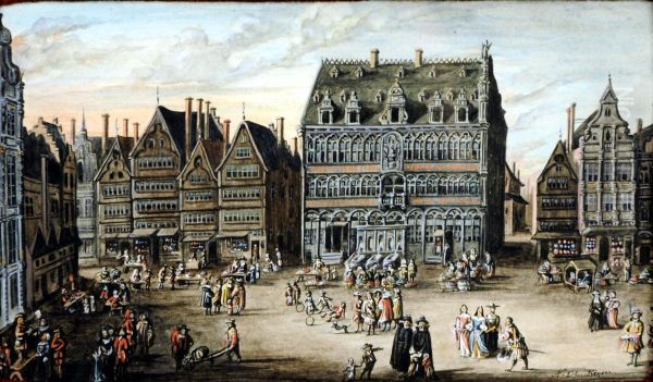 La Grand-place Oil Painting by Nicaise de Keyser