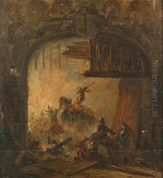 'prise D'un Chateau' Oil Painting by Nicaise de Keyser