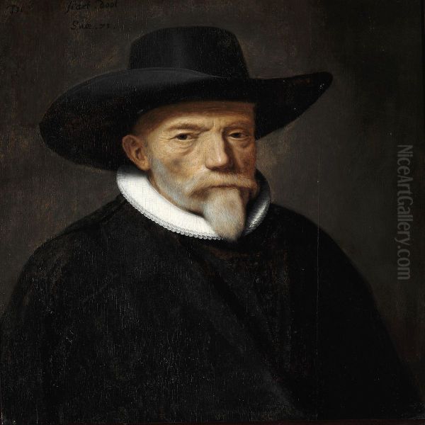 Portrait Of A Nobleman With A Hat And White Collar Oil Painting by Thomas De Keyser