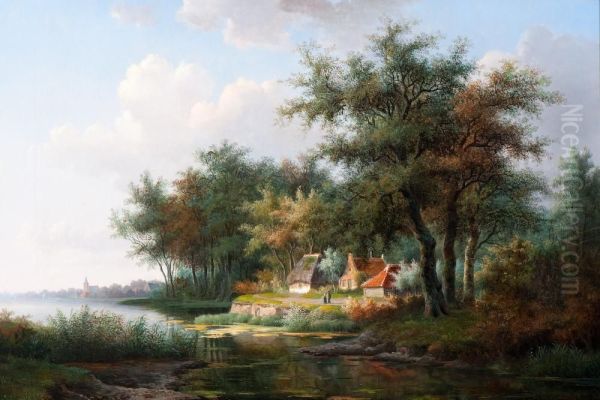 A Walk Along The Farms By The Water Oil Painting by Willem De Klerk