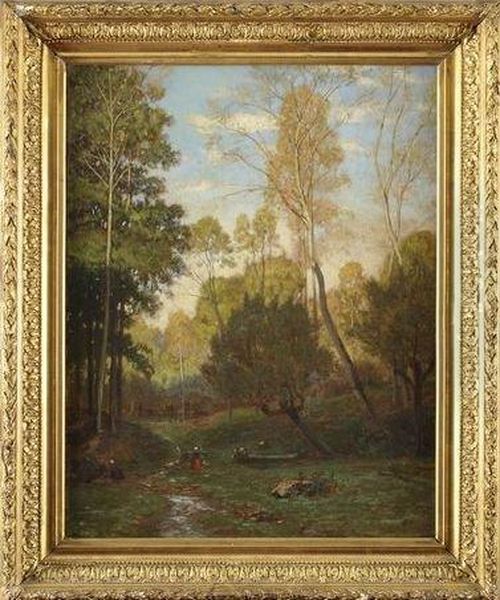 Les Lavandieres Oil Painting by Alfred De Knyff