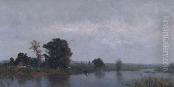 Frans Rivierlandschap Oil Painting by Alfred De Knyff