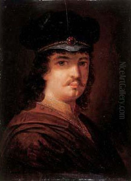 Portrait De Rembrandt Oil Painting by Daniel De Koninck