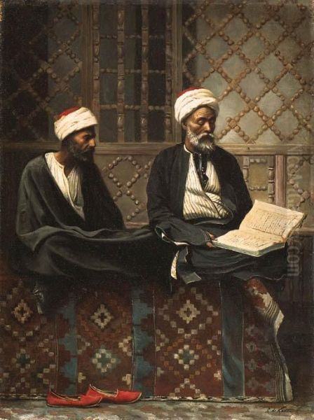 Reading Of The Koran Oil Painting by Leendert, De Koningh Jnr.