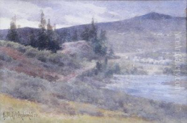 On The Grand River, Colorado, Usa. Oil Painting by Georgina M. Steple De L'Aubiniere