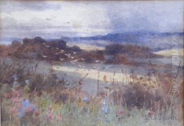 Near Portscatho, Cornwall. Oil Painting by Georgina M. Steple De L'Aubiniere