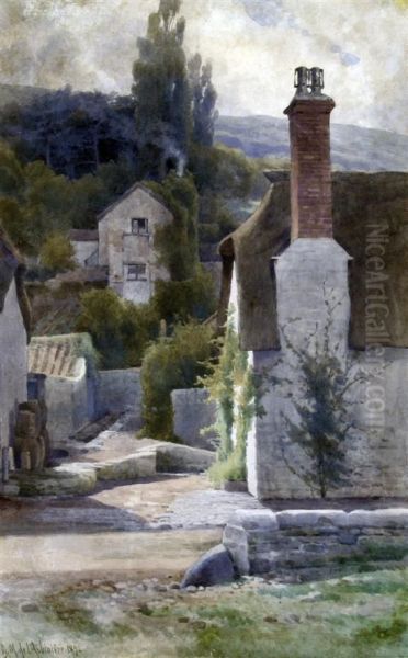 Porlock Weir, Somerset Oil Painting by Georgina M. Steple De L'Aubiniere