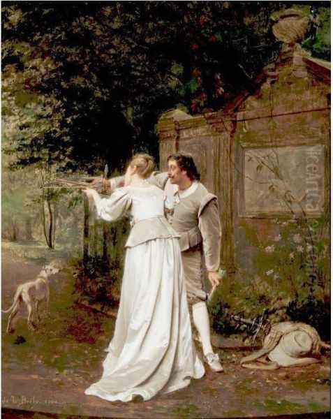 The Shooting Lesson Oil Painting by Auguste de la Brely