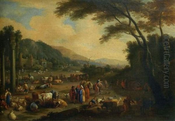 Scene De Marche Oil Painting by Martinus De La Court