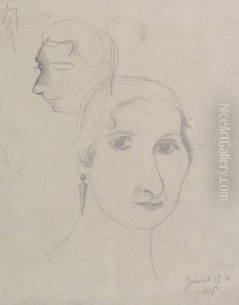 Portrait Head Studies Oil Painting by Roger de La Fresnaye