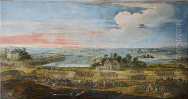 La Defaite Des Anglais En L'ile De Re Par L'armee Francaise Le 8 Novembre 1627 Oil Painting by Laurent De La Hyre