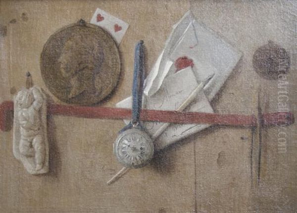 Trompe L'oeil Still Life Oil Painting by Jean-Francois de Le Motte