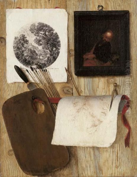 A Trompe-l'oeil Oil Painting by Jean-Francois de Le Motte