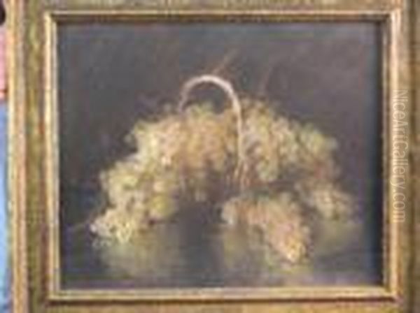 Riva Munoz , Still Life Of Grapes In A Basket Oil Painting by Maria De La Paz