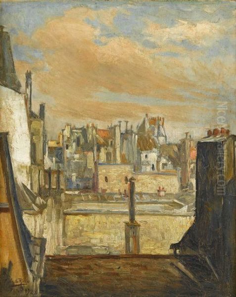 Roofs Of Paris Oil Painting by Fabian De La Rosa