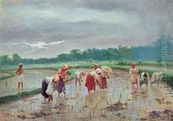 In The Rice Field Oil Painting by Fabian De La Rosa