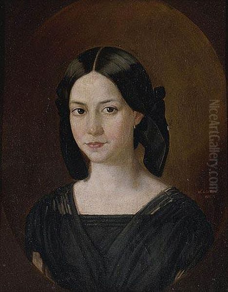 Retrato De Nina, 1851 Oil Painting by Manuel De La Rosa