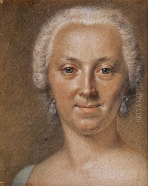 Portrait Einer Dame Mit Weiss Gepudertem Haar Oil Painting by Maurice Quentin de La Tour