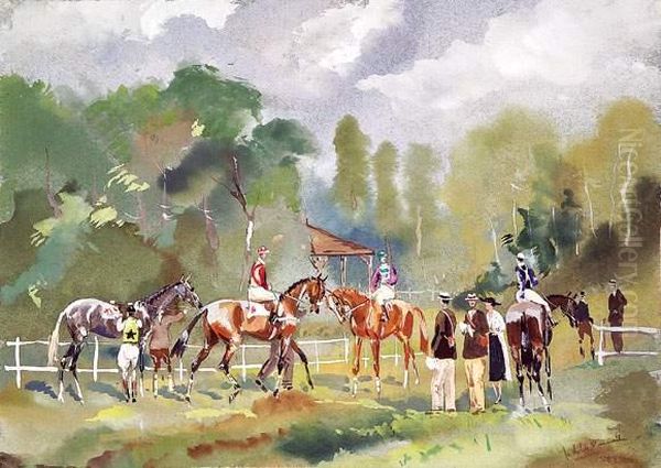 Avant La Course. Oil Painting by Jean De La Verteville