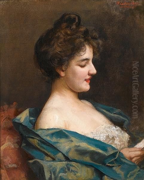 Portrait Of A Parisian Lady Oil Painting by Paul De Laboulaye