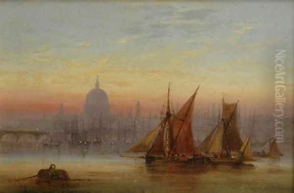 The Pool Of London With St Pauls Oil Painting by Charles John de Lacy