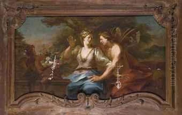 Flore Et Zephyr Oil Painting by Charles de Lafosse