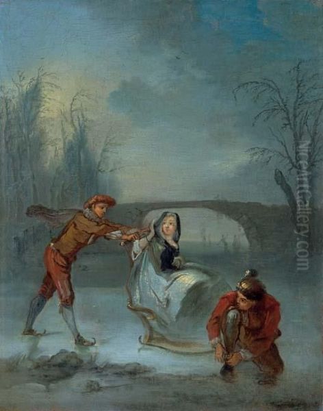 L'hiver Oil Painting by Jacques de Lajoue