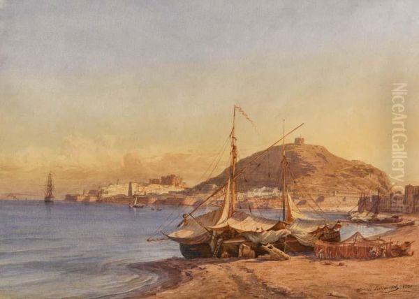 Veduta Del Golfo Di Gaeta Oil Painting by Joseph De Landerset