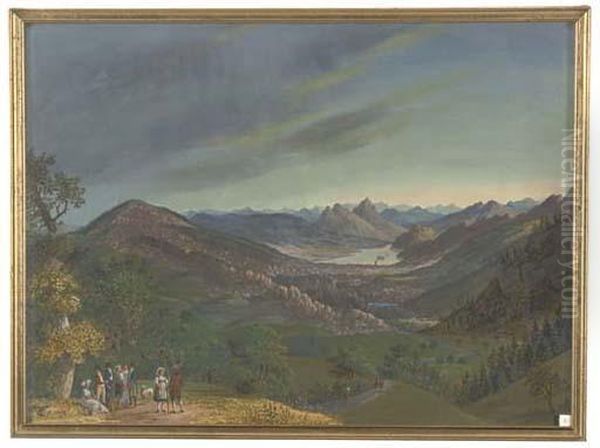 A Swiss Landscape Oil Painting by Joseph De Landerset