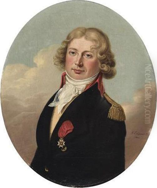 Portrait D'homme En Uniforme Oil Painting by Joseph De Landerset