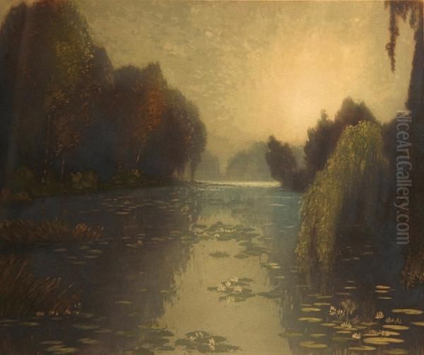 The Pond Oil Painting by Gaston De Latenay