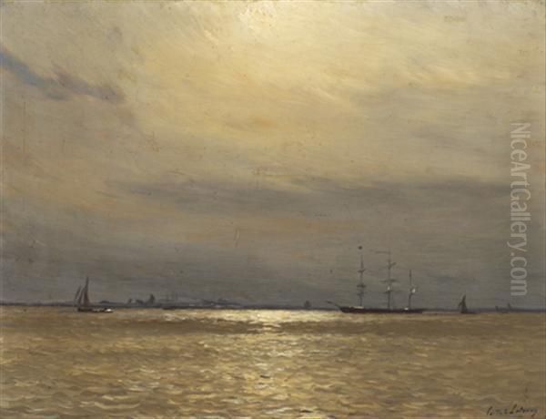 Marine Oil Painting by Gaston De Latenay