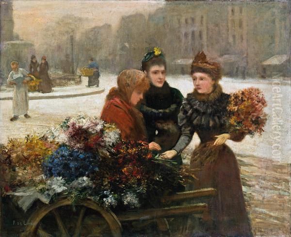 Die Blumenhandlerin Oil Painting by Fernand de Launay