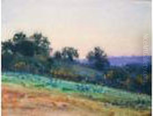 Paysage Au Soleil Couchant Oil Painting by Gustave De Launay