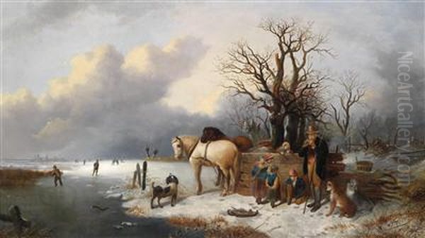 Winter Pleasures Oil Painting by Alexis de Leeuw