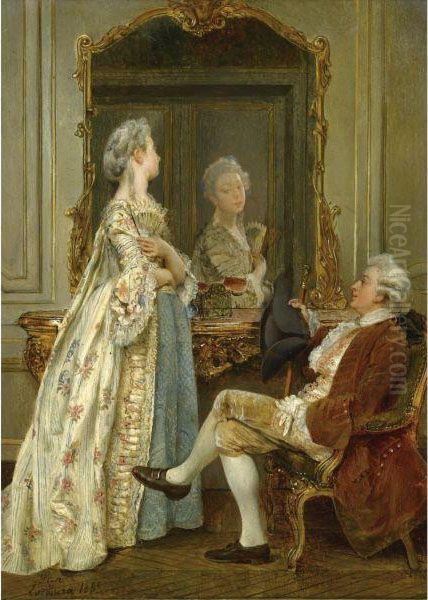 The Courtship Oil Painting by Ignacio Leon y Escosura