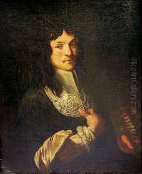 Portrait D'homme Avec Un Col Plat Oil Painting by Jacques De Lestin