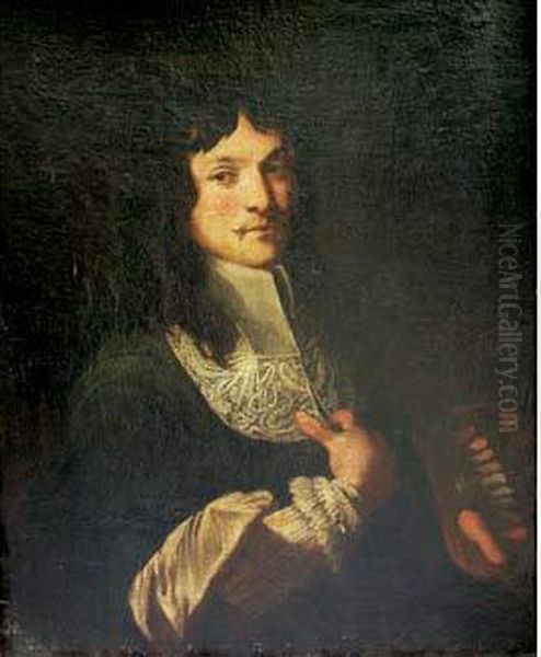 Portrait D'homme Avec Un Col Plat Oil Painting by Jacques De Lestin