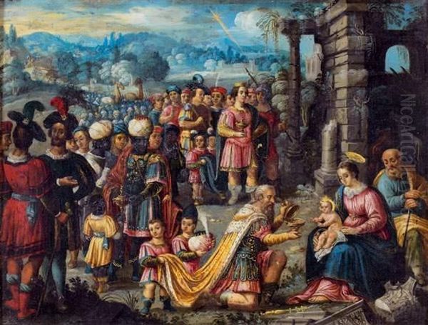 L'adoration Des Mages Oil Painting by Pietro De Lignis